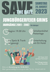 Jungbürgerfeier der Gemeinde Grins (Jahrgang 2001 - 2007)